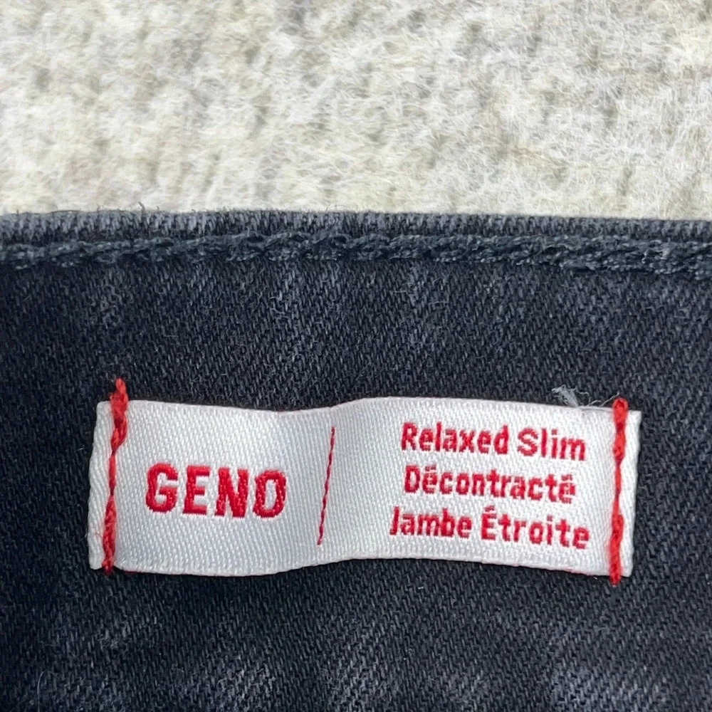 True Religion Jeans Men 34X32 Black Denim Geno Relaxed Slim Fit Black Wash Adult